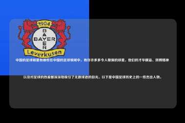 中国的足球明星有哪些在中国的足球领域中，有许许多多令人敬佩的球星。他们的才华横溢、拼搏精神以及对足球的热爱都深深地吸引了无数球迷的目光。以下是中国足球历史上的一些杰出人物。